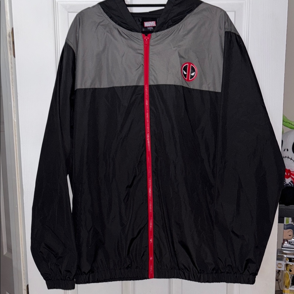 Deadpool Marvel Black and Gray Windbreaker